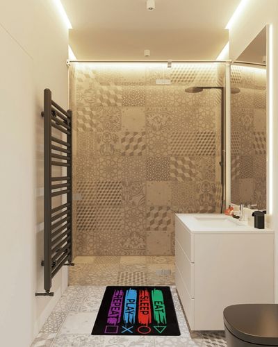 Gaming Room Area Rugs Gaming Rug 3D Printed Modern Gamer Bedroom Carpet for Video Games Lovers Carpet Gaming Room Decor Mat 2' x 3' in White Tiled Bathroom