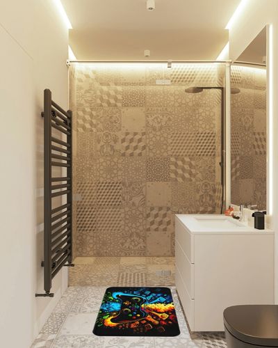 Gaming Rug for Boys Bedroom, Video Game Carpet with Gaming Theme Design, 36x24inches in White Tiled Bathroom