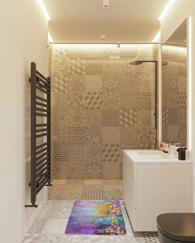 Britimes Bath Mats for Bathroom, Bathroom Mats Rugs No Silp, Colorful Purple Flower Washable Cover Floor Rug Carpets Floor Mat Bathroom Decorations 18x30 Inches for Kitchen Bedroom Indoor in White Tiled Bathroom