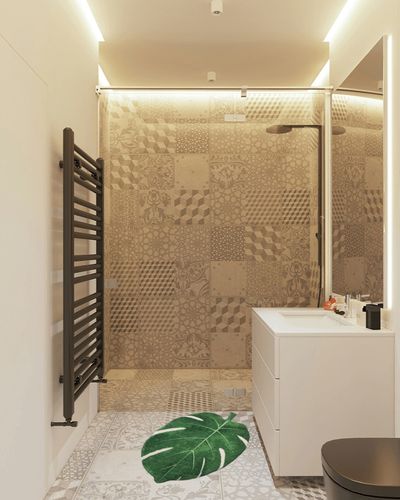 HAOCOO Area Rugs 2'x3' Leaves Velveteen Green Bath Mat Non-Slip Soft Bathroom Rugs Luxury Microfiber Bath Rug Machine Washable Door Carpet for Doormats Tub Shower Christmas Decor in White Tiled Bathroom