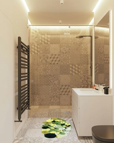 Moss Rug, 24" x 35" Cute Green Moss Leaf Bathroom Rugs, Grass Green Moss Bath Mat, Non Slip 3D Moss Area Rug, Washable Absorbent Soft Moss Carpet Rug (Beautiful Spring) in White Tiled Bathroom