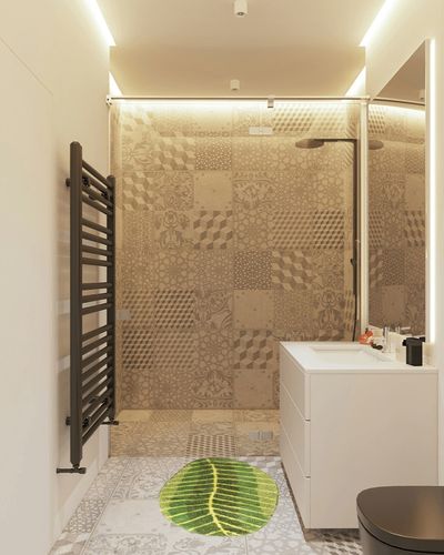 OQUODO Cute Leaf Area Rugs, Non Slip Kitchen Rugs and Mats Nice for Bedroom Bathroom Children Playroom Home Decor Washable, 20"x32" in White Tiled Bathroom