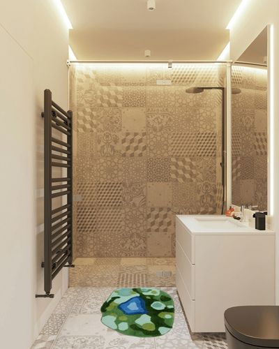 HelloTree Green Moss Shag Bathroom Rugs Oval Bath Mats for Bathroom Decor Soft Non-Slip Washable Indoor Shower Mat Doormat 20"x32" in White Tiled Bathroom