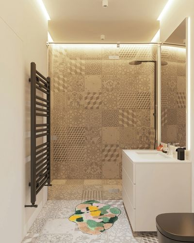 Green Moss Leaf Bath Mat, Non-Slip Moss Bathroom Rugs, Cute 3D Moss Bath Mat Soft Super Absorbent Machine Washable Shower Mat Boho for Home Bathroom Entryway Doormat (23.62x15.75'') in White Tiled Bathroom