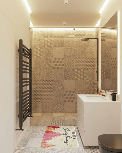 Christmas Bathroom Rugs for Kids Boys Girls Pink Christmas Tree Bath Rugs for Shower Tub Golden Snowflakes Bath Mats for Bathroom Decor Xmas Theme Bathroom Accessories 20"x32" in White Tiled Bathroom