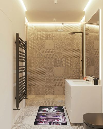 Anime Area Rugs Anime Characters Carpet 3D Print Cartoon Anti-Slip Rug for Bedroom Living Room Home Decor Gifts to Friends for Halloween and Christmas 2' x 3' in White Tiled Bathroom