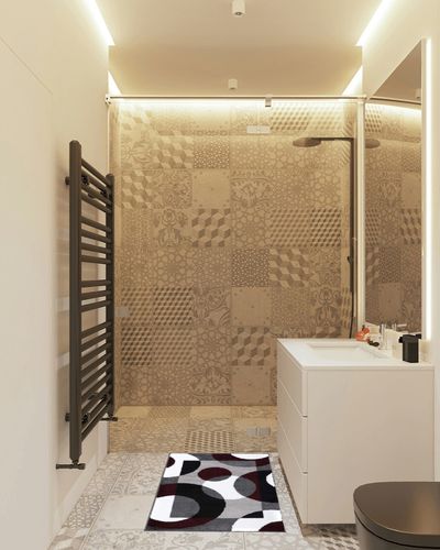 Rugshop Modern Circles Carpet Easy Maintenance for Home Office,Living Room,Bedroom,Kitchen Soft Area Rug 2' x 3' Burgundy in White Tiled Bathroom