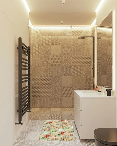 OComster Christmas Rectangle Shape Large Area Rugs - 2 x 3 Feet Xmas Tree Poinsettia Pinecone Stamp Green - (Non-Woven + Rubber) Low File Floor Mat in White Tiled Bathroom