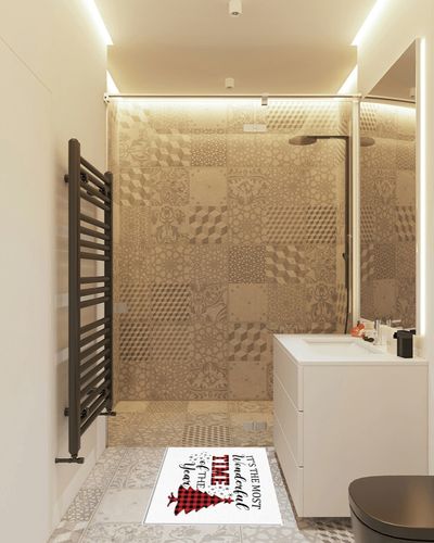 Area Rugs Non-Slip Washable Rug Buffalo Red Black Plaid Christmas Tree Snowflake Indoor Rug Rubber Backing Floor Mats Home Decor Carpet for Living Room Dining Room Non Shedding 2x3 Ft in White Tiled Bathroom