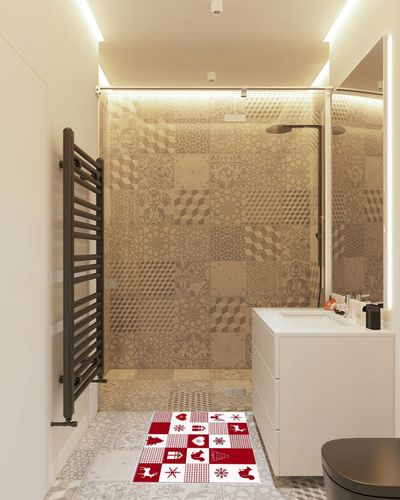 Area Rug, Reindeer Christmas Rug, 2x3 Feet Rugs for Living Room Bedroom Kids Room Kids Room Nursery Classroom, Non-Slip Comrft Carpet Washable Rug in White Tiled Bathroom