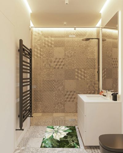 OComster Merry Christmas Rectangle Shape Large Area Rugs - 2 x 3 Feet White Xmas Poinsettia Pine Needle Green Retro - (Non-Woven + Rubber) Low File Floor Mat in White Tiled Bathroom