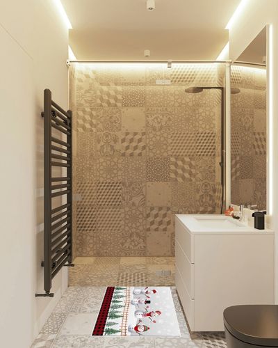 Area Rug 2x3 Feet, Snowflake Xmas Tree Christmas Snowman Rug, Rugs for Living Room Decor Bedroom Decor Kids Room, Non-Slip Living Room Rugs, Comrft Carpet Washable Rug in White Tiled Bathroom