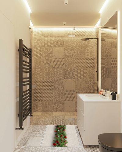 Area Rug 2x3 Feet, Merry Christmas Pine with Berry Rug, Rugs for Living Room Decor Bedroom Decor Kids Room, Non-Slip Living Room Rugs, Comrft Carpet Washable Rug in White Tiled Bathroom