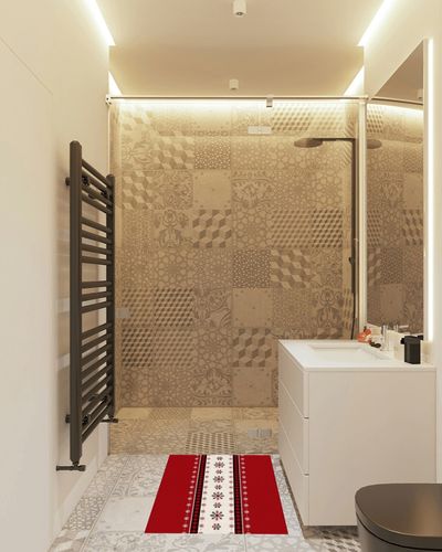 Area Rug, Red Buffalo Plaid Winter Snowflake Xmas Tree Merry Christmas Area Rug, Living Room Rugs, Area Rugs for Bedroom Decor&Living Room Decor, Carpet 2x3ft Bedroom Rug, Rugs for Living Room in White Tiled Bathroom