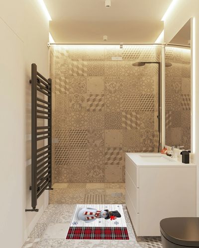 Area Rug, Poinsettia Cardinals Xmas Tree Snowflake Christmas Snowman Rug, 2x3 Feet Rugs for Living Room Bedroom Kids Room Kids Room Nursery Classroom, Non-Slip Comrft Carpet Washable Rug in White Tiled Bathroom