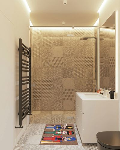 Liora Manne Front Porch Christmas Nutcracker Multi Indoor/Outdoor Rug, 2' X 3', Red in White Tiled Bathroom