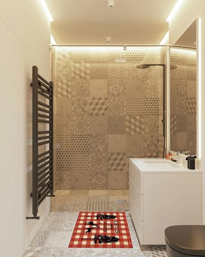 Area Rug, Life is Better in The Woods Xmas Tree Reindeer Christmas Rug, 2x3 Feet Rugs for Living Room Bedroom Kids Room Kids Room Nursery Classroom, Non-Slip Comrft Carpet Washable Rug in White Tiled Bathroom