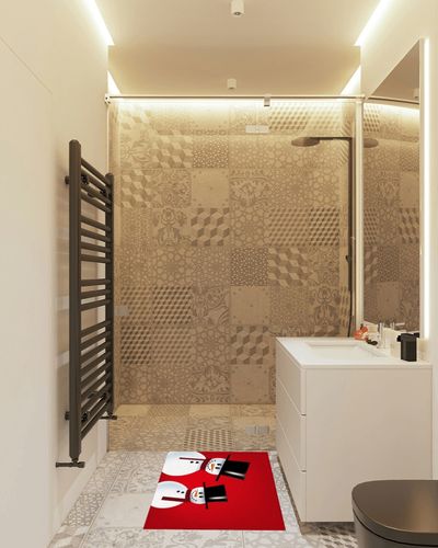 Area Rugs Non-Slip Washable Rug Christmas Theme Snowman Pattern Red Background Indoor Rug Rubber Backing Floor Mats Home Decor Carpet for Living Room Dining Room Non Shedding 2x3 Ft in White Tiled Bathroom