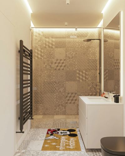 Gertmenian Mickey Mouse Holiday Rug, Coir Front Door Mat (2-Pack), Outdoor Mats for Home Entrance, Retro Welcome Mat, Disney Home Decor, 20" x 34" Each, Red Home Merry Christmas Gift Set, 46646 in White Tiled Bathroom