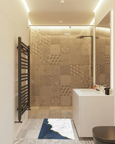 Abstract Marble Plush Shag Bath Rugs Dark Blue White Grey Color Gradient Soft Fluffy Floor Doormat Carpet,Non-Slip Door Mats for Living Room Bedroom Kitchen Entryway Golden Lines in White Tiled Bathroom