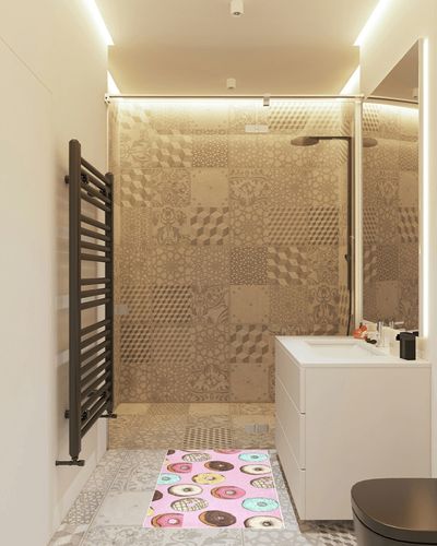 Donut Pink Bathroom Rugs Fluffy Absorbent Bath Mat Machine Washable Soft Microfiber Shaggy Kitchen Mat Non Slip Carpet Runner for Shower Floor Layered Front Door Mats Porch in White Tiled Bathroom