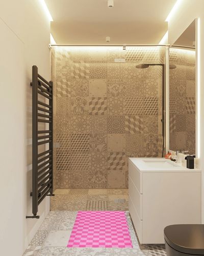 Pink Checkered Bathroom Rugs Fluffy Absorbent Bath Mat Machine Washable Soft Microfiber Shaggy Kitchen Mat Non Slip Carpet Runner for Kitchen Entryway Laundry Room Decor in White Tiled Bathroom