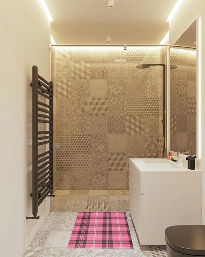 Pink Black Buffalo Plaid Bathroom Rugs Fluffy Absorbent Bath Mat Machine Washable Soft Microfiber Shaggy Kitchen Mat Non Slip Carpet Runner for Bath Laundry Indoor Shower Bathtub Decor in White Tiled Bathroom