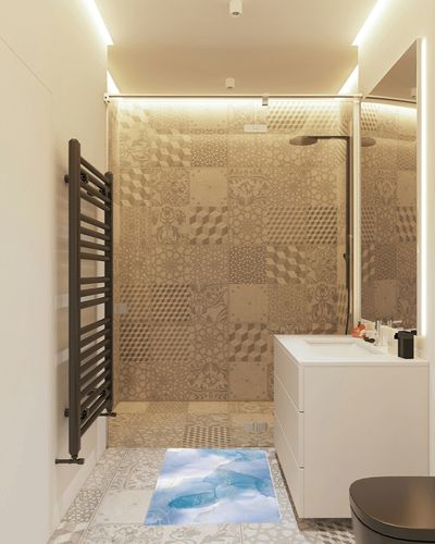 Abstract Marble Plush Shag Bath Rugs Fantasy Blue Gradient Soft Fluffy Floor Doormat Carpet,Non-Slip Door Mats for Living Room Bedroom Kitchen Entryway Gold Line Wave Point in White Tiled Bathroom