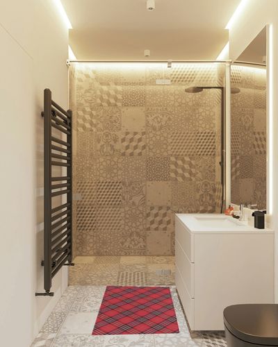 Christmas Red Plaid Plush Shag Bath Rugs Vintage Tartan Grid Soft Fluffy Floor Doormat Carpet,Non-Slip Door Mats for Living Room Bedroom Kitchen Entryway Geometric in White Tiled Bathroom
