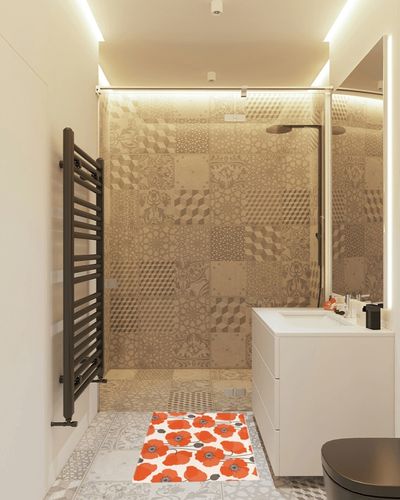 Watercolor Red Poppy Plush Shag Bath Rugs Red Blossoms Flowers Soft Fluffy Floor Doormat Carpet,Non-Slip Door Mats for Living Room Bedroom Kitchen Entryway Retro Abstract Bouquet in White Tiled Bathroom