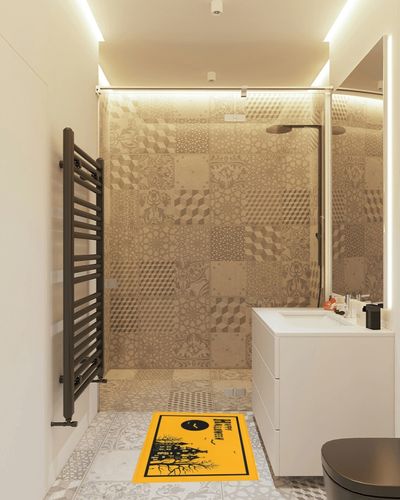 Halloween Plush Shag Bath Rugs Black Tree Haunted House Soft Fluffy Floor Doormat Carpet,Non-Slip Door Mats for Living Room Bedroom Kitchen Entryway Moon on Yellow in White Tiled Bathroom