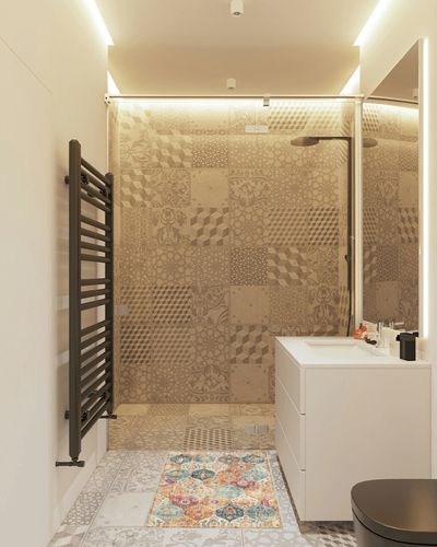 Lahome Moroccan Trellis Area Rug, 2x3 Entry Rug Non-Slip Washable Indoor Door Mat, Small Oriental Accent Throw Rug for Bedroom Kitchen Entryway Bathroom (Cream, 2x3ft) in White Tiled Bathroom