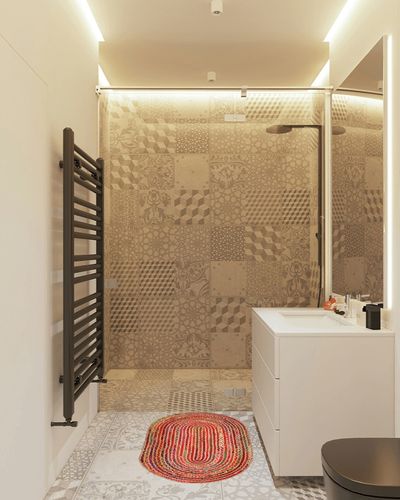 KEMA Jute Cotton Multi Chindi Braid Rug 2X3' Feet, Multi Color, Hand Woven & Reversible for Living Room Kitchen Entryway Rug,Jute Burlap Cotton Rag Rug 24x36 inch, Farmhouse Rag Rug, Rustic Rug in White Tiled Bathroom