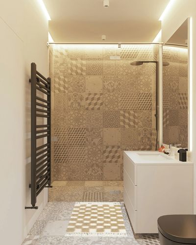 Lanffia Boho Bathroom Rug 2x3, Washable Checkerboard Tufted Rug, Khaki Cotton Rug with Tassels Bohemian Kitchen Runner Rug Farmhouse Throw Rugs for Bedroom/Laundry/Doorway/Porch in White Tiled Bathroom