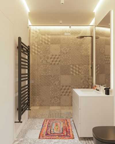 Chindi Braided Rugs 2x3 Feet - Cute Rug Boho Rugs 2x3 Rug Non Slip - Reversible Natural Colorful Area Rug Jute Rug Bohemian Rug Indoor Outdoor Rugs - Small Rugs for Bedroom - Colorful Bathroom Rugs in White Tiled Bathroom