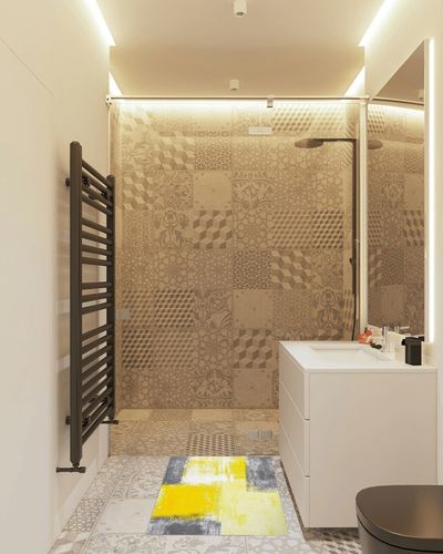 JIVATU Yellow Gray Watercolor Gradient Area Rug, Abstract Art Geometric Color Art Indoor Non-Slip Kids Rugs, for Room Sofa Living Room Mat Bedroom Home Decor Floor Mats 2 x 3ft in White Tiled Bathroom