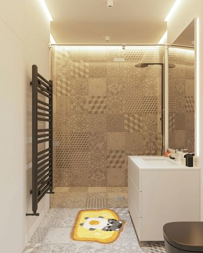 Molesun Toast Bathroom Rug 20" x 31" Non Slip Bath Mat Soft Shower Rug Plush Microfiber Water Absorbent Thick Shaggy Floor Mats, Machine Washable, Cat in White Tiled Bathroom