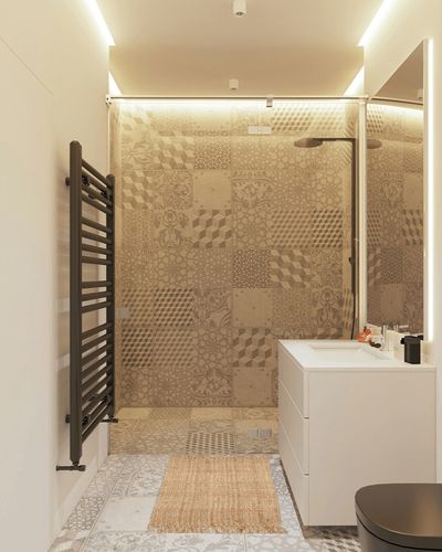 Hausattire Hand Woven Jute Rug, 2'x3' - Natural, Reversible Farmhouse Accent Rugs for Living Room, Kitchen, Bedroom - 24x36 Inches in White Tiled Bathroom