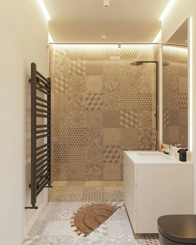 Cute Bathroom Rug Tufted Cotton Rug with Tassels Hand Woven Cotton Mat Washable Area Rug for Entryway Bedroom Laundry Living Room - 19.7"x31.5", Brown in White Tiled Bathroom