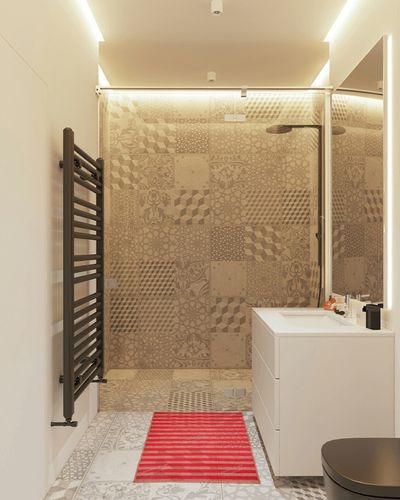 Chouhan Rugs Natural Jute Red Striped Rug Bohemian Rug Decor Rug Handwoven Rug Custom Rug Decorative Rug in White Tiled Bathroom