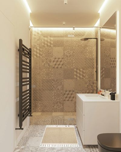 Lahome Boho Bathroom Rugs, Small 2x3 Front Door Mat Lightweight Kitchen Rug Woven Cotton Area Rug with Tassels, Farmhouse Non-Shedding Washable Throw Rug Low Pile Carpet for Entry Laundry, Khaki in White Tiled Bathroom