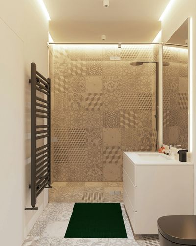 Furnish my Place Indoor/Outdoor Solid Color Rug - Forest Green, 2' x 3', Pets and Kids Friendly Rug, Easy to Clean Carpet, Area for Living Room, Bedroom, Wedding in White Tiled Bathroom