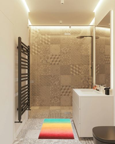 Lahome Modern Ombre Small Rug- 2x3 Entryway Rug Ultra-Thin Soft Washable Bathroom Rugs Gradient Non Slip Indoor Door Mat Non-Shedding Rainbow Throw Carpet Colorful Rug for Kitchen Bedroom Entry in White Tiled Bathroom