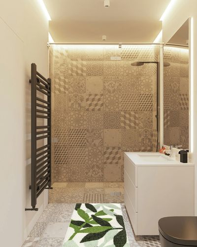 UNIBATH Leaves Bathroom Runner Rug 24x60 Non Slip Long Bathroom Rugs Green Extra Large Bath Runner Rugs for Bathroom Microfiber Absorbent Washable Area Rugs in White Tiled Bathroom