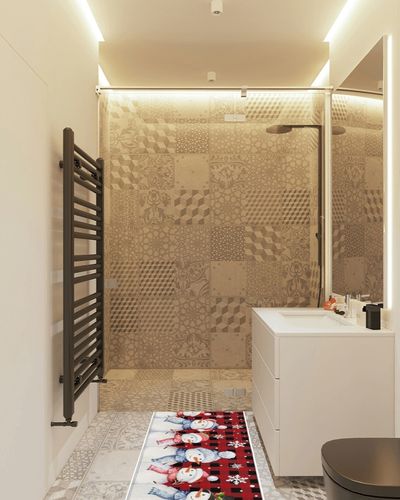 Hallway Runner Rug,Christmas Snowman Winter Snowflake Watercolor Art Red Black Buffalo Check Non Slip Water Absorbent Rug Indoor Entrance Floor Mat Runner for Home Garage Kitchen Laundry 19.7x63in in White Tiled Bathroom