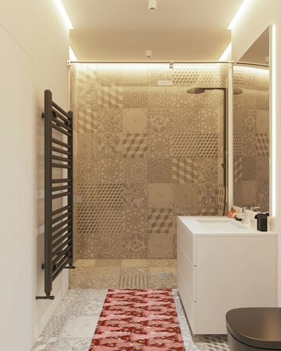 Kitchen Rugs Long Floor Door Mats Absorbent Entryway Rug Merry Christmas Pink Xmas Tree Indoor Carpet Non-Slip Area Runner,Seamless Winter Snowflake Entrance Doormat for Bedroom Bathroom in White Tiled Bathroom