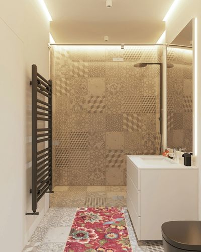 Beeiva Kitchen Runner Rug Non Slip, 2x5 Red Floral Laundry Room Rug, Modern Small Bedside Porch Rug Machine Washable Rug for Entryway Bedroom Kitchen Floor Mats for in Front of Sink in White Tiled Bathroom