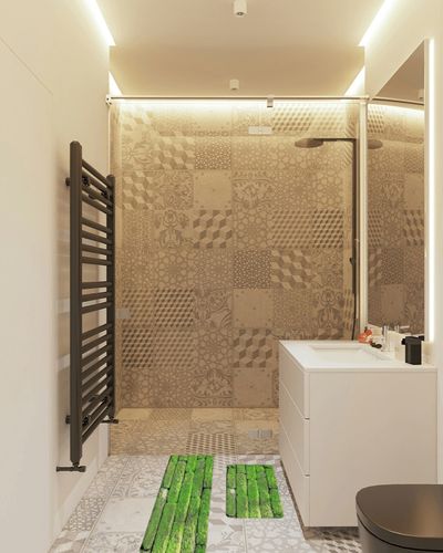 Farmhouse Grass Green Kitchen Rug Set of 2 Comfort Floor Mats Vintage Moss Brickwall Country Road 3D Print Cushined Door Mat Anti Fatigue Non Skid Washable Bathroom Runner Rugs Bedroom Area Carpet in White Tiled Bathroom