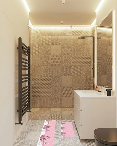 Kitchen Mat 2 Pieces, Christmas Snowman Xmas Tree Winter Snowflake Pink Kitchen Rugs and Mats Non Slip Runner Rug Washable Floor Mats for Kitchen Home 20" x 24" + 20" x 48" in White Tiled Bathroom