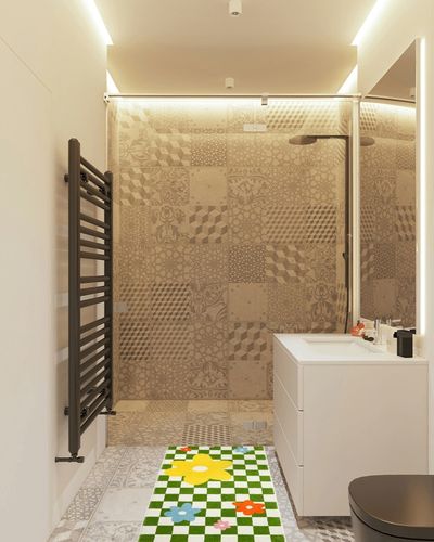 Green Checkered Rug for Living Room 19.7" x 47.2" Checkerboard Carpet Bedroom Bedside Rug Sofa Coffee Table Area Rug Soft Floor Mats Home Decor Anti-Slip Doormat in White Tiled Bathroom